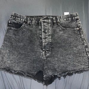 High Rise Black Denim Shorts